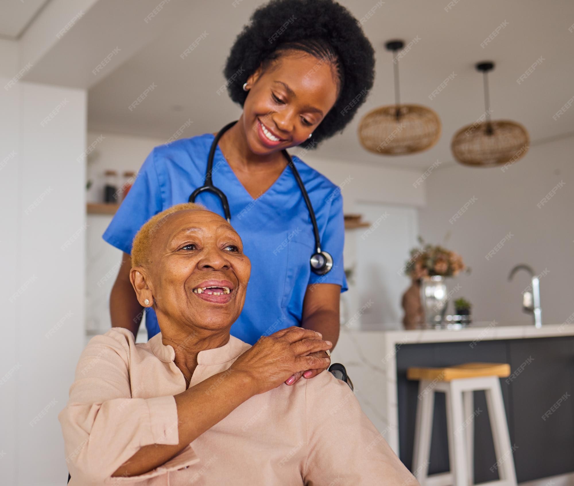 Caregiver helping senior patient